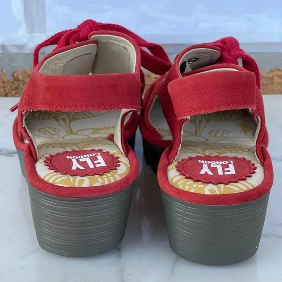 COPY - Fly London Ylfa Scarlet Red Leather Lace sandals size 8 - Picture 8 of 14